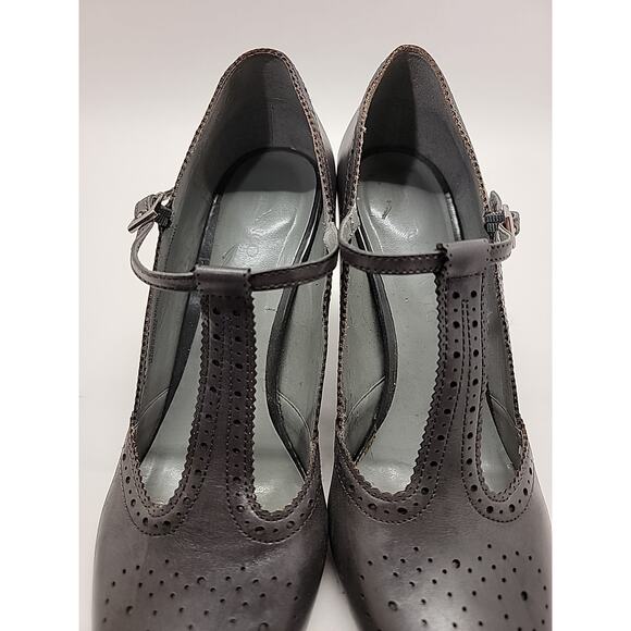 FRANCO‎ SARTO Womens MaryJane Sz 9 Gray Leather Retro T-Strap Block Heel Shoes - Picture 11 of 16